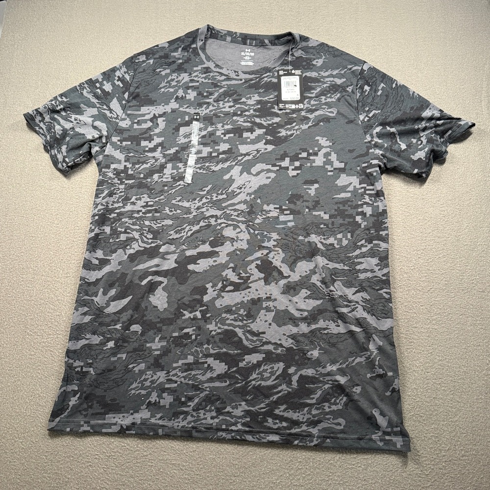 Under Armour ABC Camo SS Mens Size XL Grey Charcoal Training Shirt 1357727-026